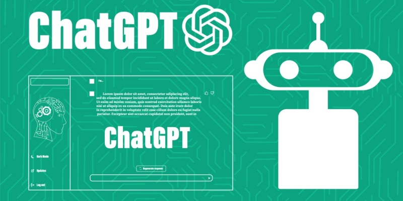 The words ChatGPT with a graphic of a robot