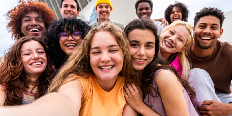 Young people taking selfie